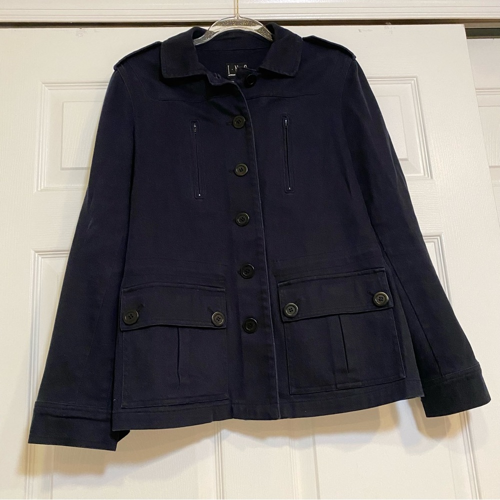 Women’s INC navy denim military jacket style M